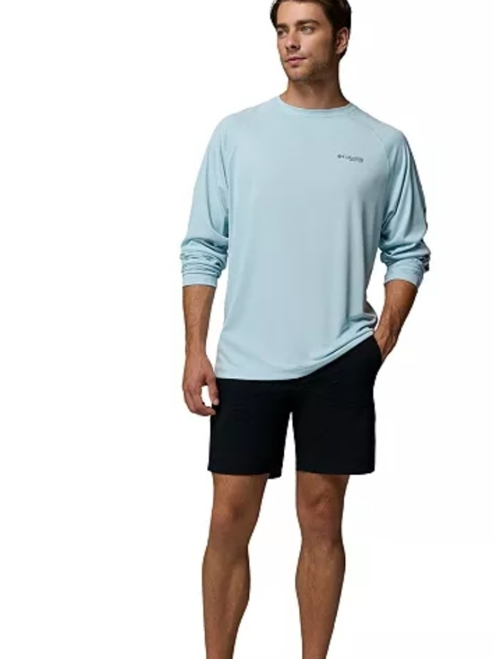 Columbia Men's Long-Sleeve Pale Blue Swim Rash Guard